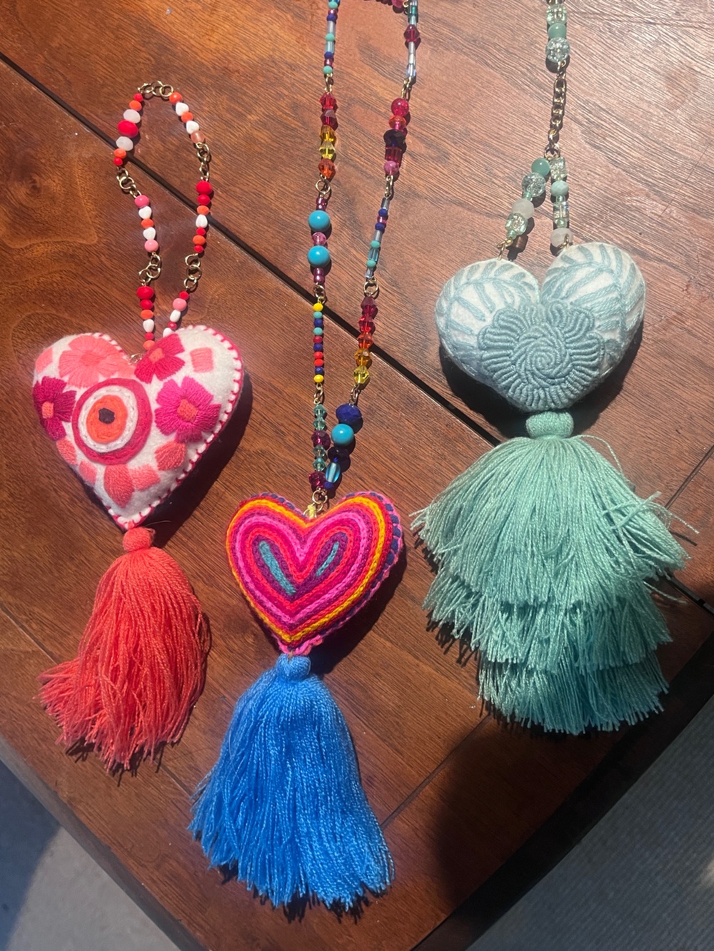 Embroidered hearts